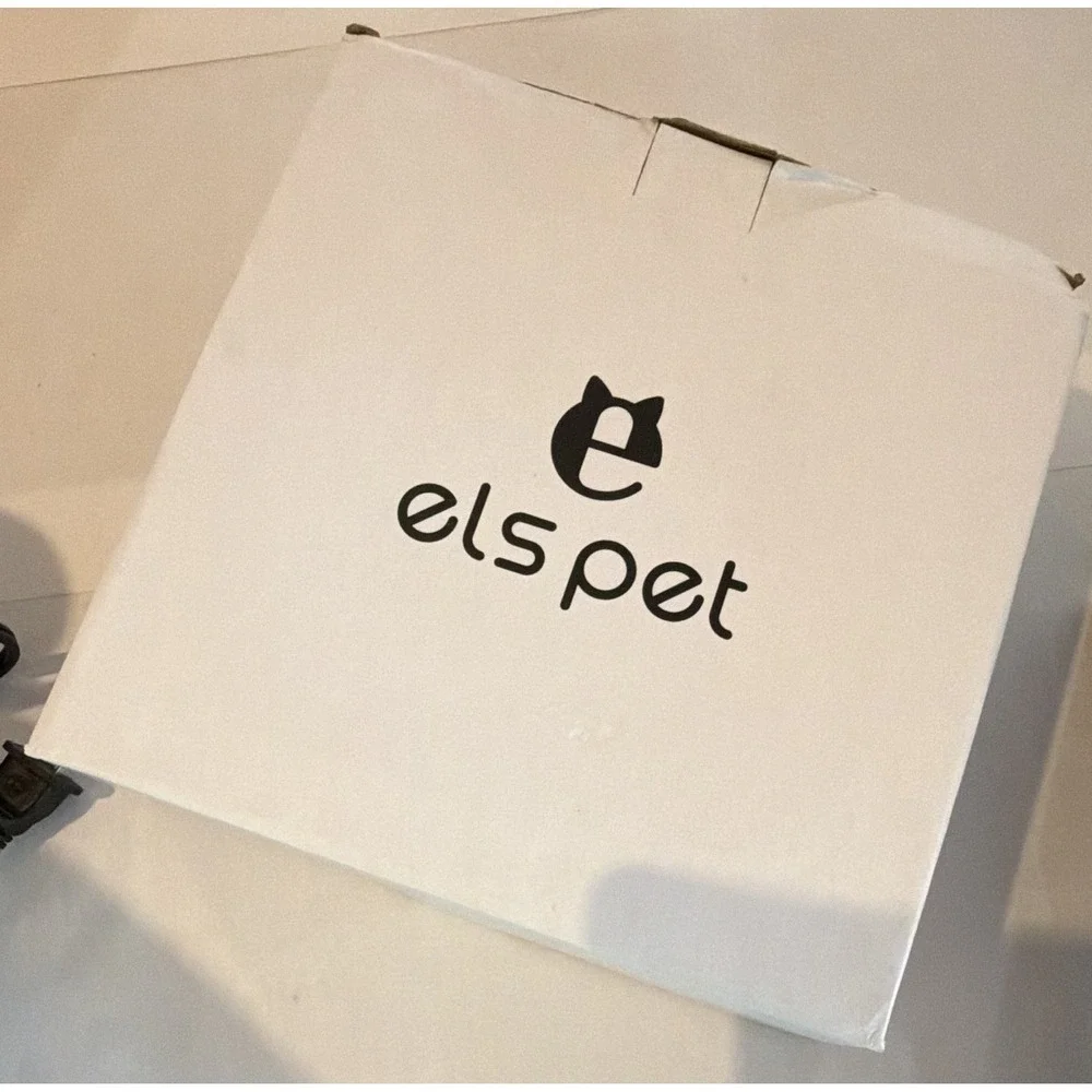 els pet Floating Water Bowl Pet Waterer, Portable Plastic, White/Black